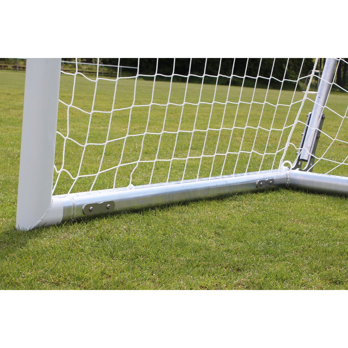 Stadion-Fußballtor, 7,32 x2,44m, mobil, freistehend, eckverschweißt, weiß, mit freier Netzaufhängung, EN-748-Typ – Produktfoto 2