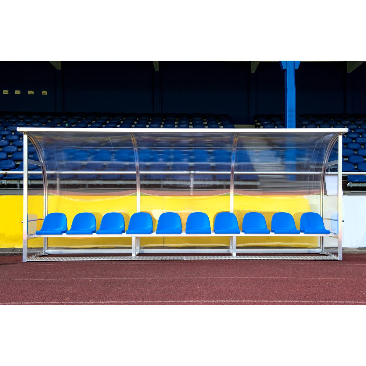 Spielerkabine Champion, 5,0 m breit - 10 Sitze – Produktfoto