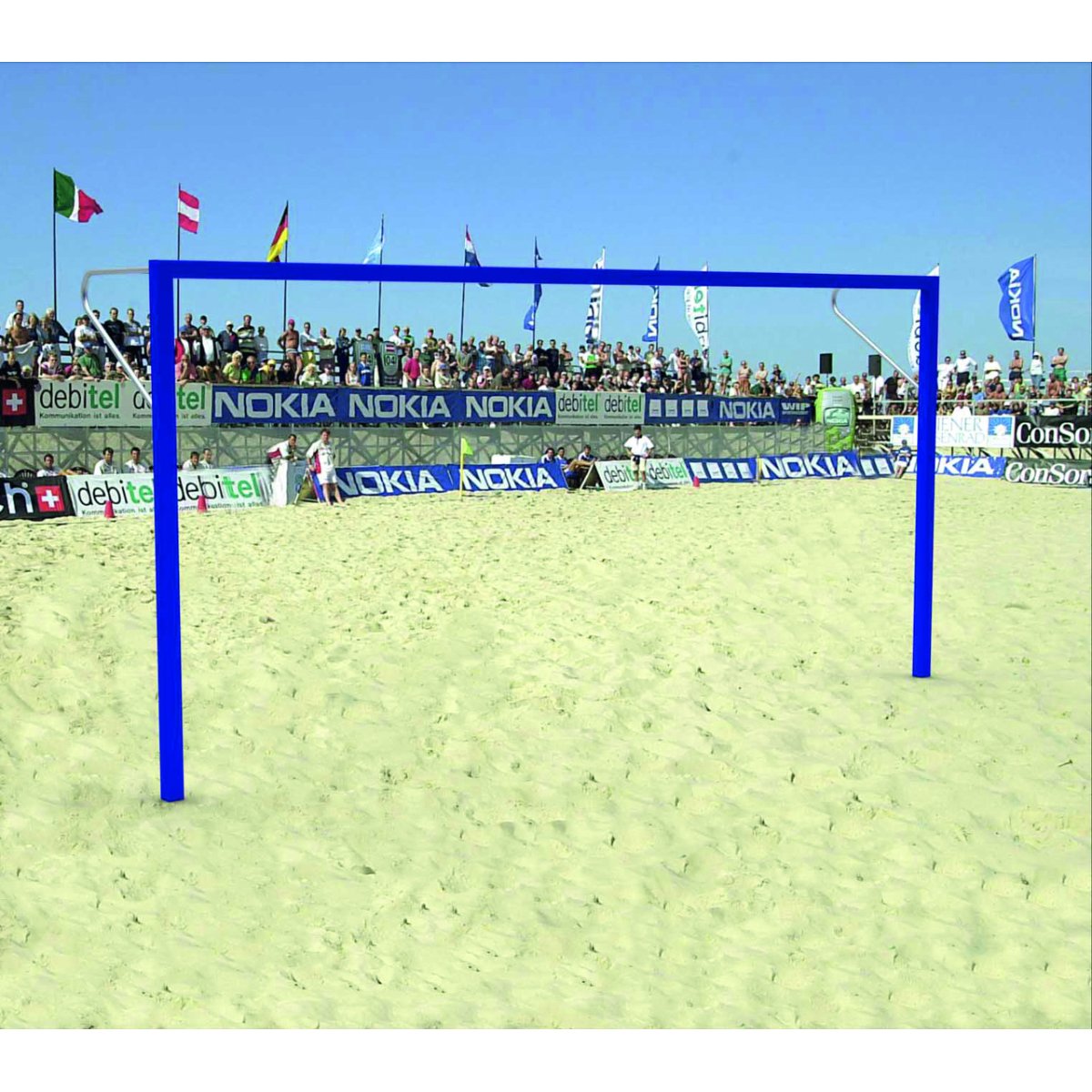 Beach-Soccer-Tor, 5,5 x 2,2 m, in Hülsen, gelb – Produktfoto