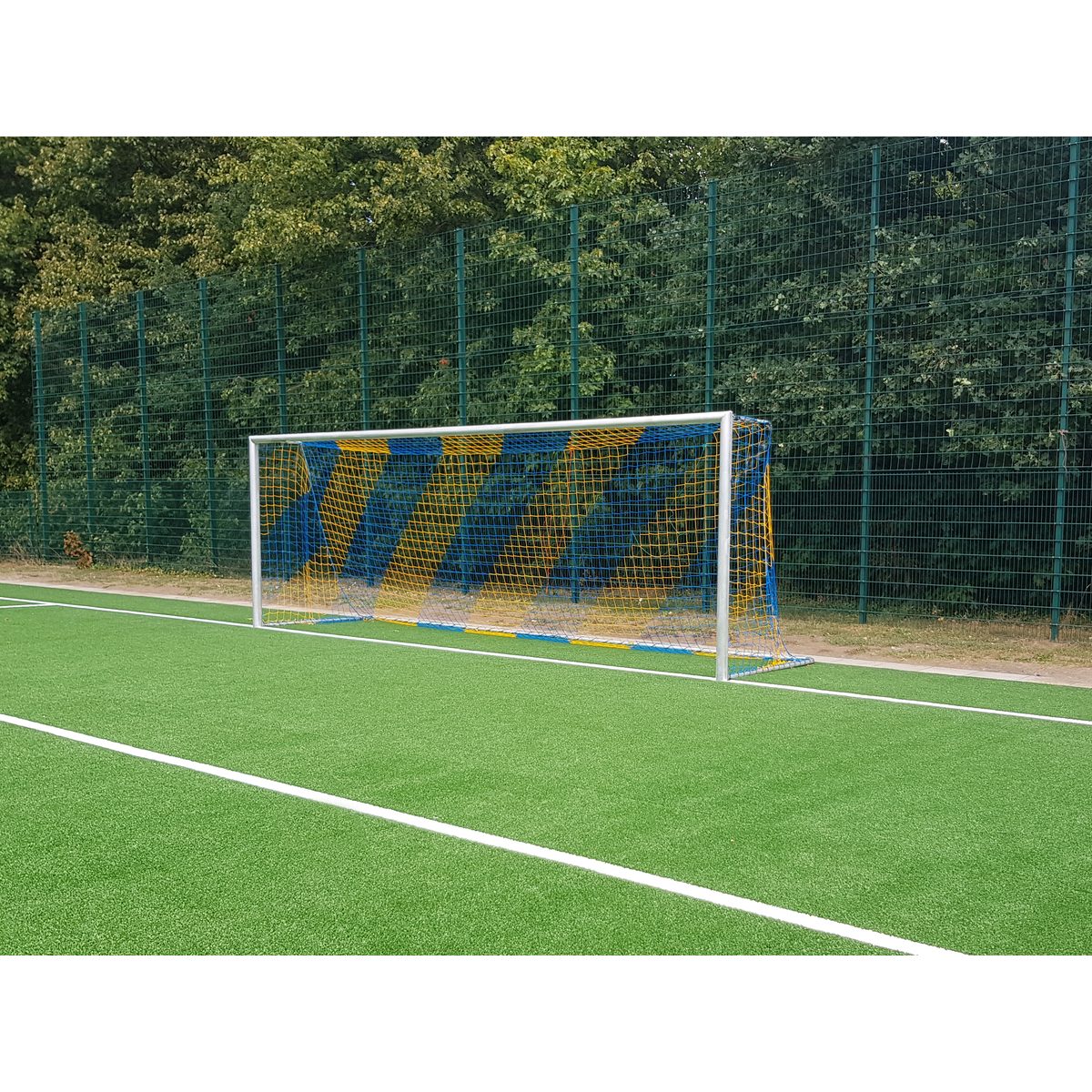 Netze f. Fußball- u.Trainingstore 7,32 x 2,44 m (2 Stück), Tiefe oben 0,80 - unten 1,50m,    3 mm  grün – Produktfoto 2